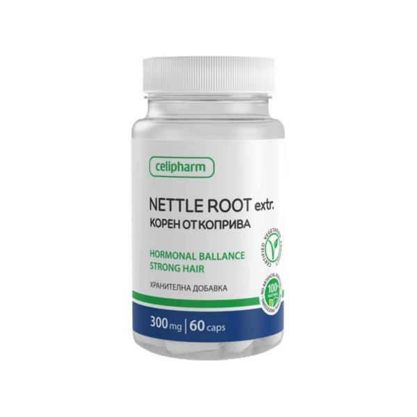 Nettle Root 300 mg CeliPharm - 60 капсули, 60 Дози Nettle Root 300 mg CeliPharm - 60 капсули, 60 Дози