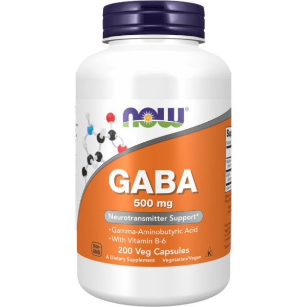 GABA 500 mg + B6 NOW Foods - 200 капсули, 200 Дози GABA 500 mg + B6 NOW Foods - 200 капсули, 200 Дози