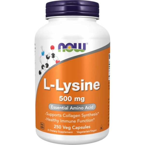 L-Lysine 500 mg NOW Foods - 250 капсули, 250 Дози L-Lysine 500 mg NOW Foods - 250 капсули, 250 Дози