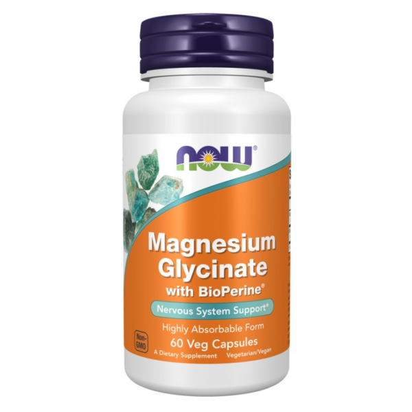 Magnesium Glycinate with BioPerine® | Highly Absorbable Magnesium Bisglycinate NOW Foods - 60 капсули, 30 Дози Magnesium Glycinate with BioPerine® | Highly Absorbable Magnesium Bisglycinate NOW Foods - 60 капсули, 30 Дози