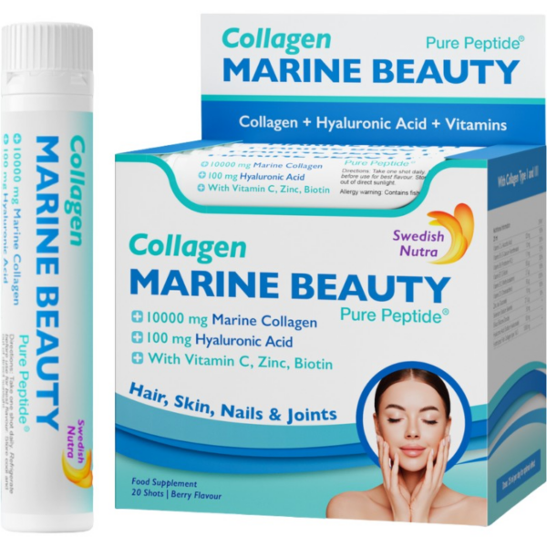 Collagen Marine Beauty | added Vitamin C, Zinc, Biotin and Hyaluronic Acid Swedish Nutra - 20 x 25 мл Collagen Marine Beauty | added Vitamin C, Zinc, Biotin and Hyaluronic Acid Swedish Nutra - 20 x 25 мл