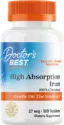 BEST High Absorption 100% Chelated Iron Doctor's Best - 120 Таблетки, 120 Дози BEST High Absorption 100% Chelated Iron Doctor's Best - 120 Таблетки, 120 Дози