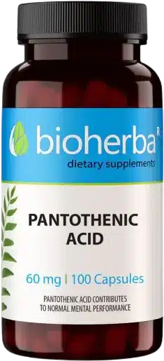 Pantothenic Acid | Vitamin B-5 Bioherba - 100 капсули, 100 Дози Pantothenic Acid | Vitamin B-5 Bioherba - 100 капсули, 100 Дози