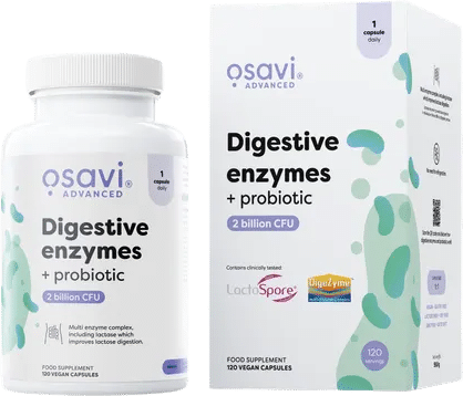Digestive Enzymes + Probiotic | Digezyme + LactoSpore Osavi - 120 капсули, 120 Дози Digestive Enzymes + Probiotic | Digezyme + LactoSpore Osavi - 120 капсули, 120 Дози