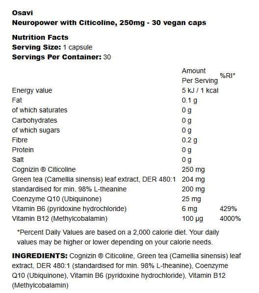 Neuropower with Citicoline Osavi - 90 капсули, 90 Дози снимка 1 - HealthMall Neuropower with Citicoline Osavi - 90 капсули, 90 Дози снимка 1 - HealthMall