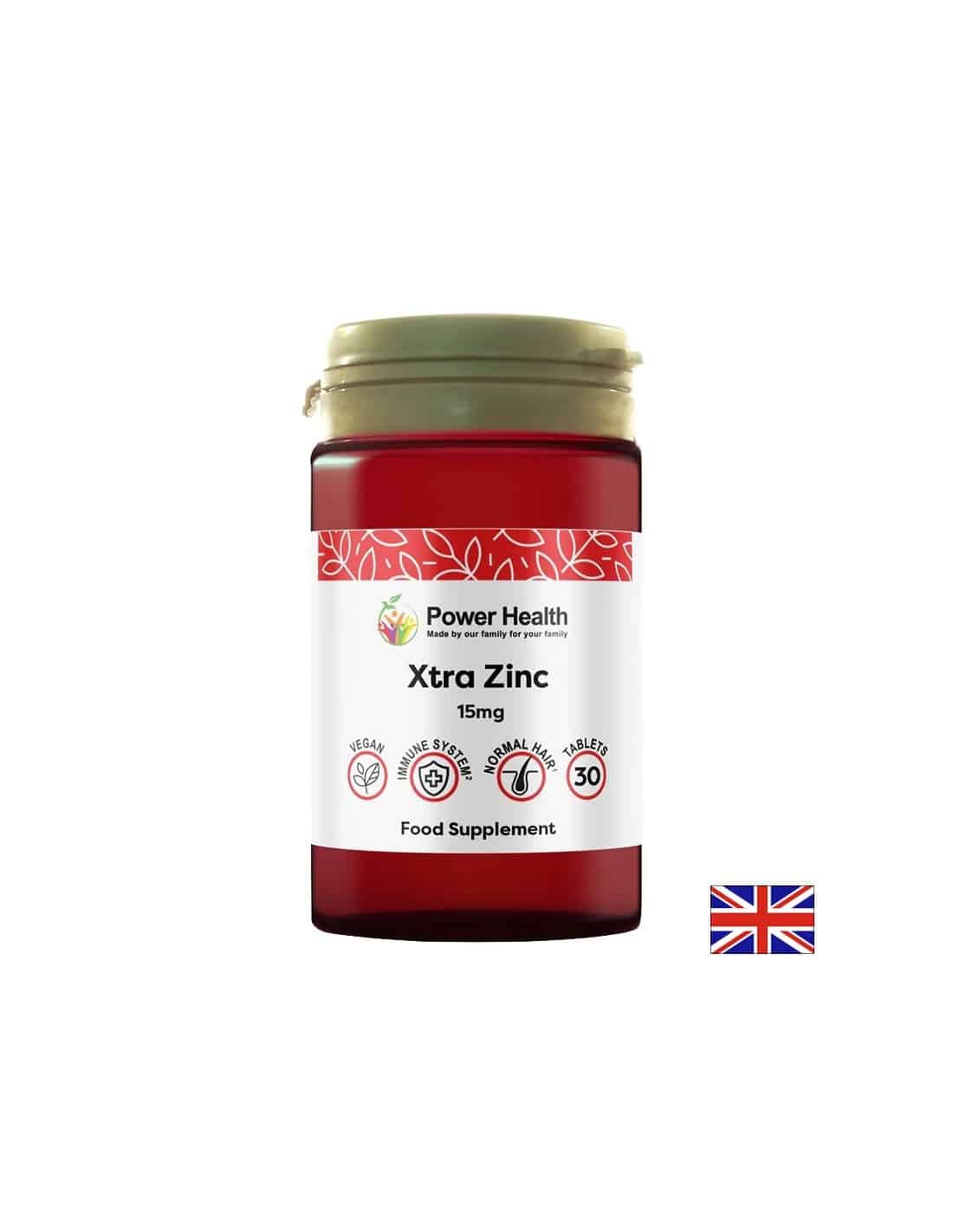 Xtra Zinc Цинк цитрат Силен имунитет и здрава кожа 15 mg Power Health - 30 таблетки Xtra Zinc Цинк цитрат Силен имунитет и здрава кожа 15 mg Power Health - 30 таблетки
